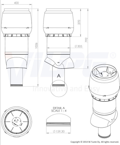 Вент.труба XL 160/700 коричневый (изолированный)