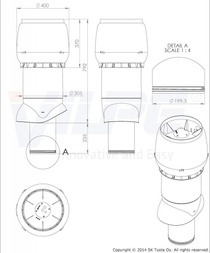 Вент.труба XL 200/700 коричневый (изолированный)